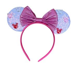 Disney Parks Minnie Mouse Bubble Sequin Ears Headband Pink Bow